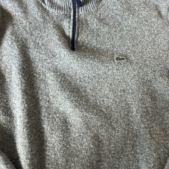 Lacoste Men's Gray 1/4 Zip Wool Sweater - Picture 2 of 4